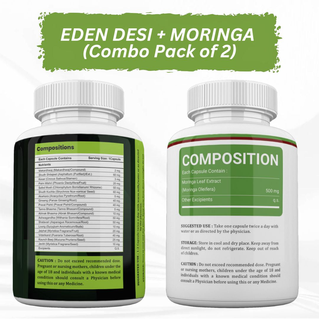 Eden Roots Eden Desire + Moringa Capsules - 60 Capsules (Combo)