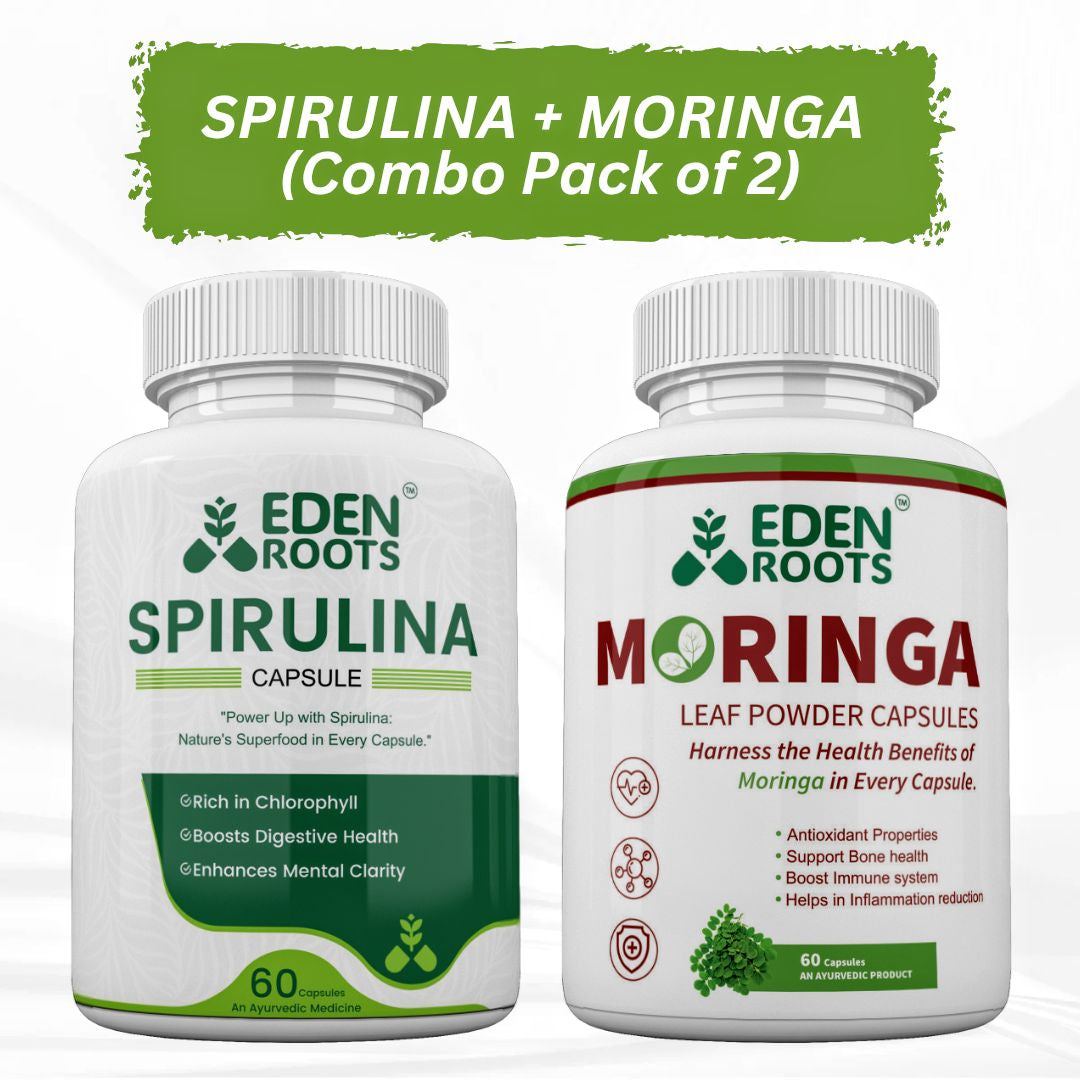 Eden Roots Spirulina + Moringa Capsules - 60 Capsules (Combo)