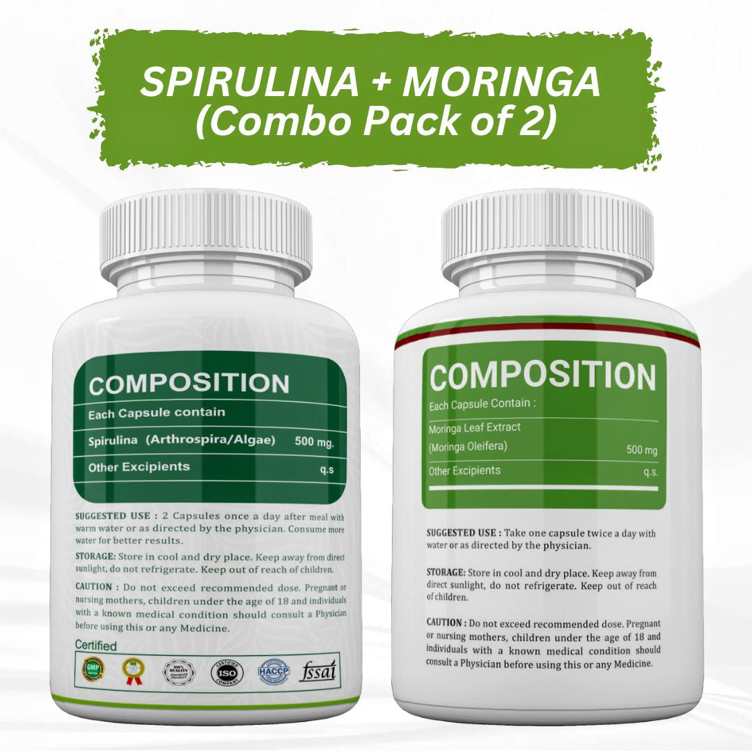 Eden Roots Spirulina + Moringa Capsules - 60 Capsules (Combo)