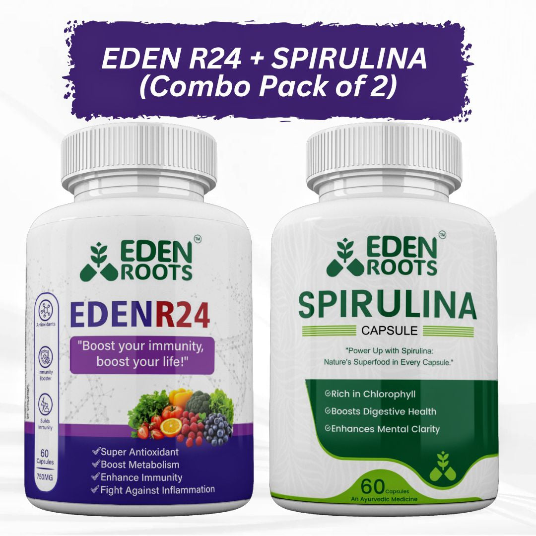 Eden Roots Eden R 24 + Spirulina Capsules - 60 Capsules (Combo)