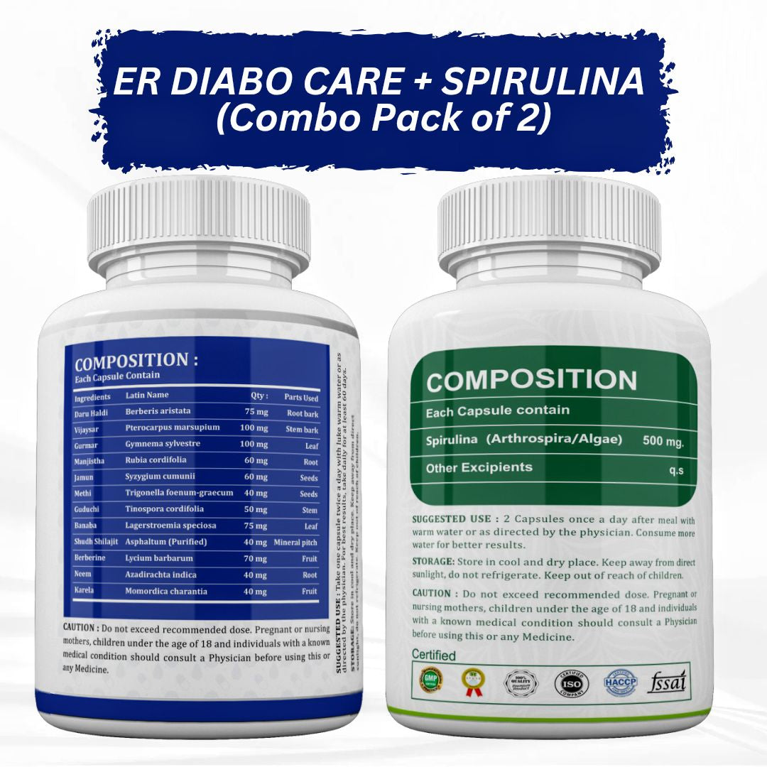 Eden Diabo Care + Spirulina Capsules - 60 Capsules (Combo)