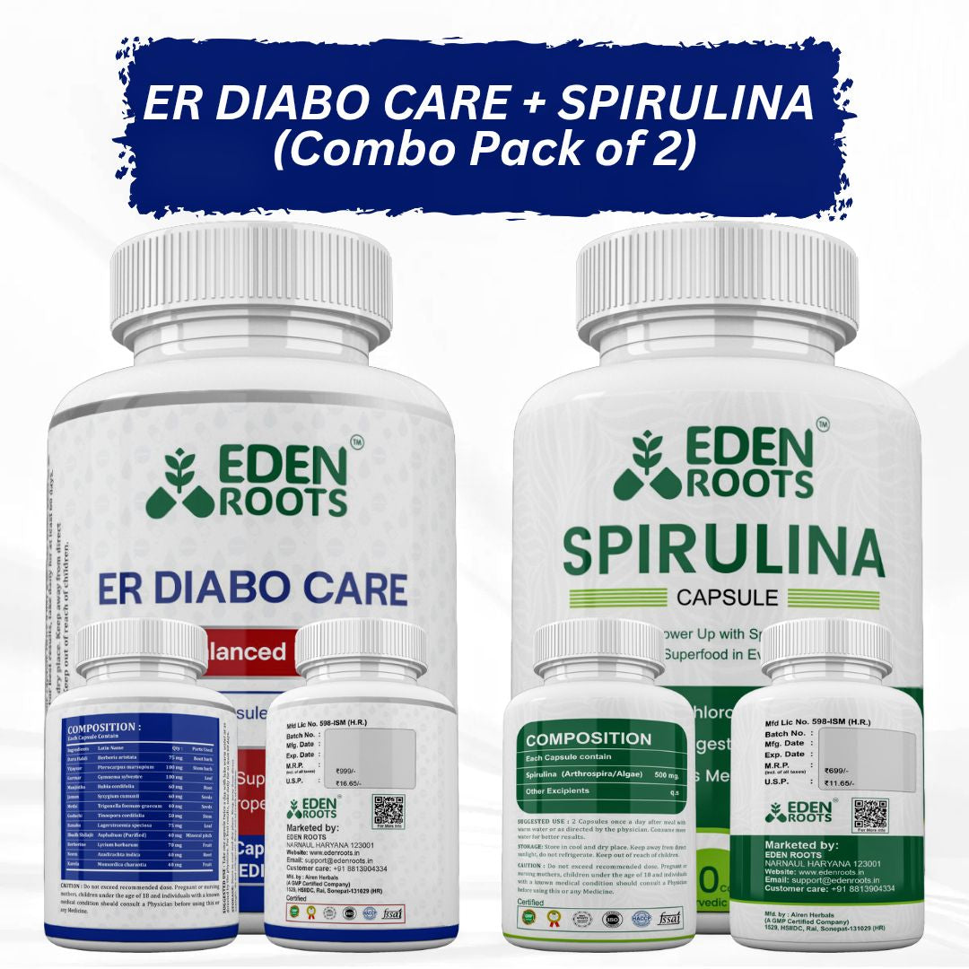 Eden Diabo Care + Spirulina Capsules - 60 Capsules (Combo)