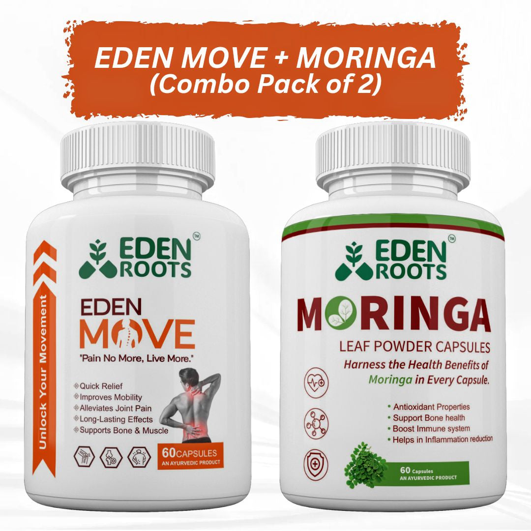 Eden Roots Eden Move + Moringa Capsules - 60 Capsules (Combo)
