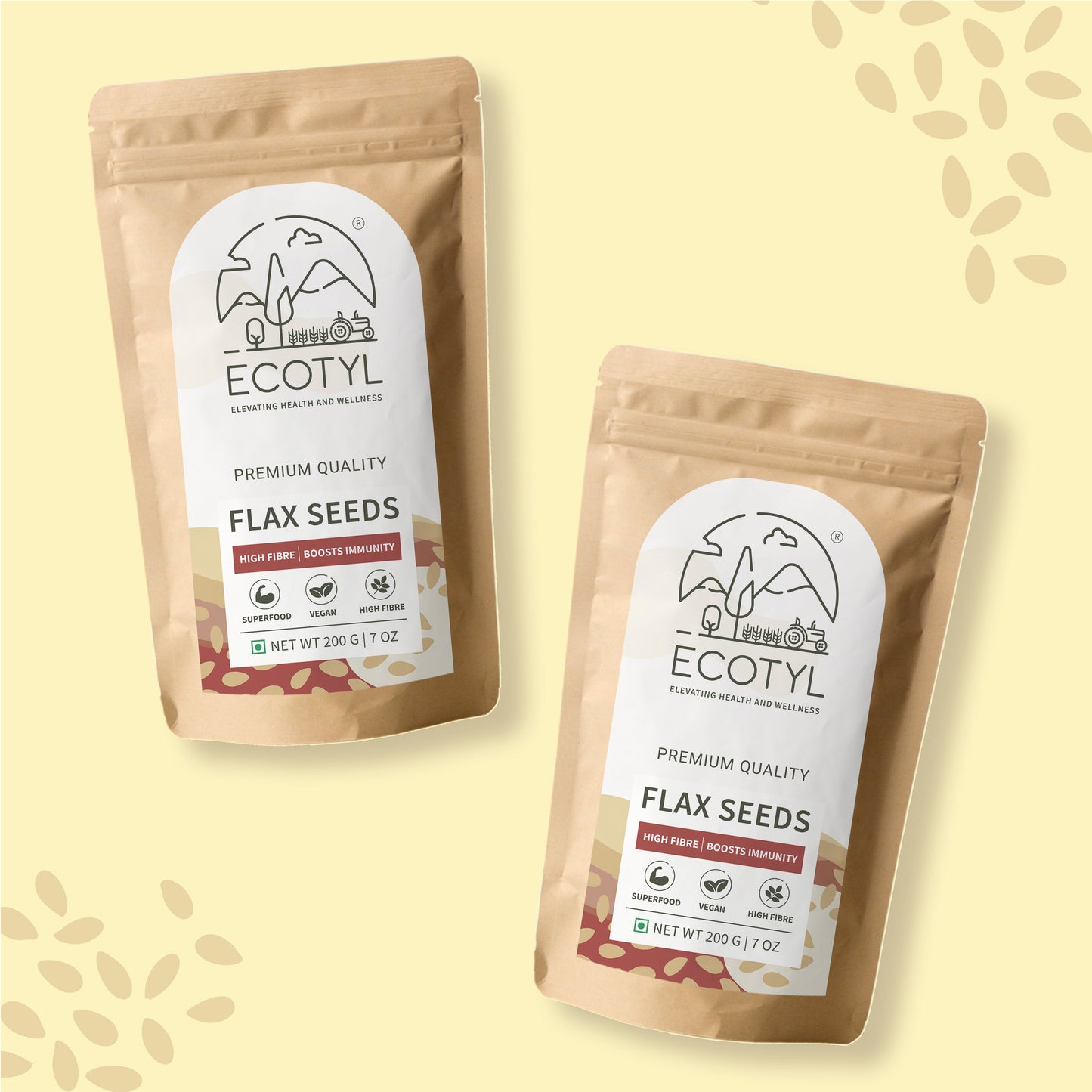 Ecotyl Flax Seeds (200gm Each) - Pack of 2