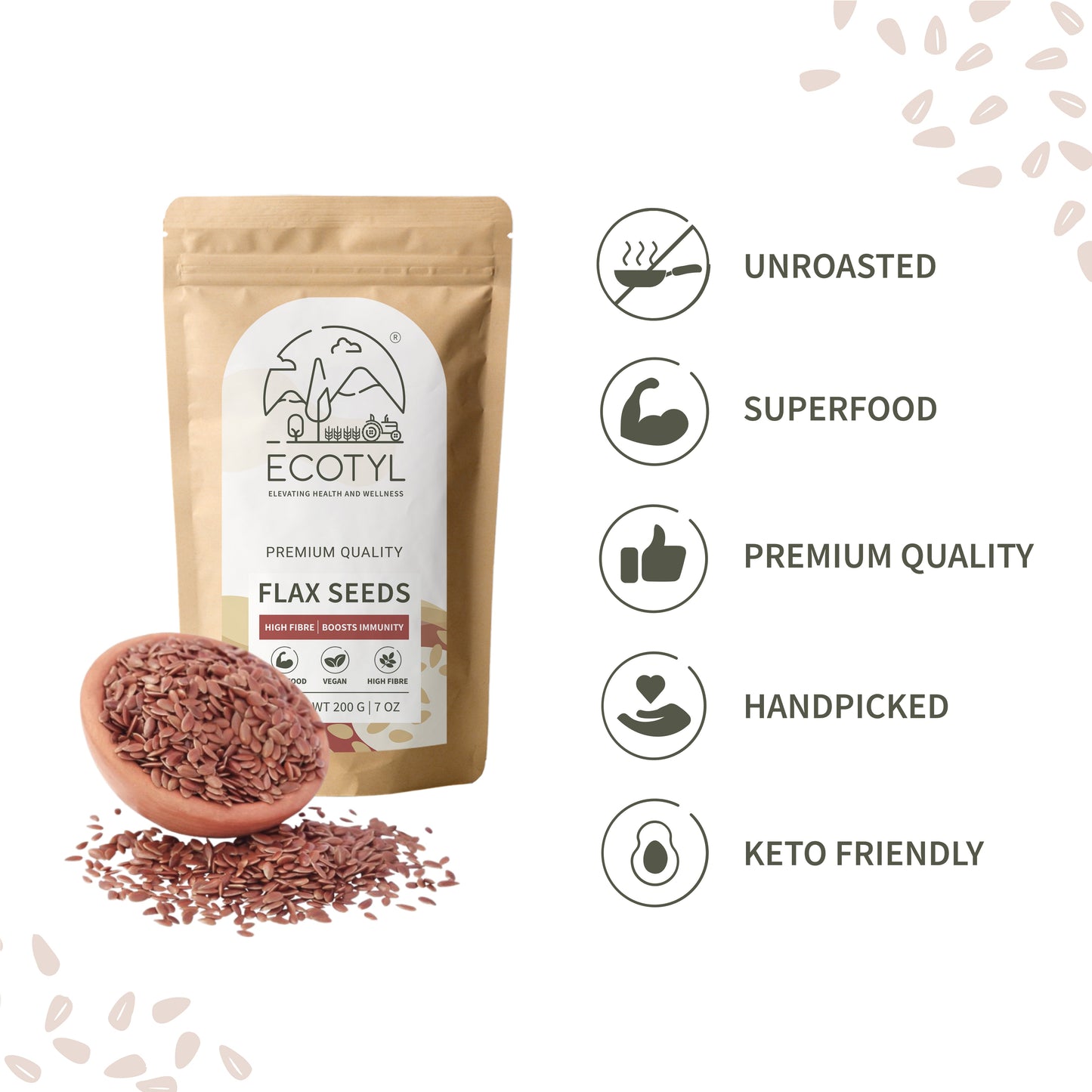 Ecotyl Flax Seeds (200gm Each) - Pack of 2