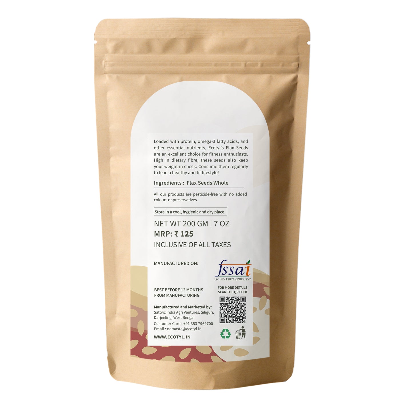 Ecotyl Flax Seeds (200gm Each) - Pack of 2