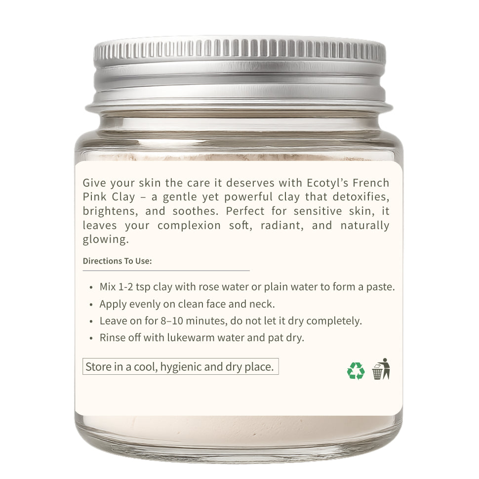 Ecotyl French Pink Clay | Gentle Detox Clay | Skin Brightening | 80g