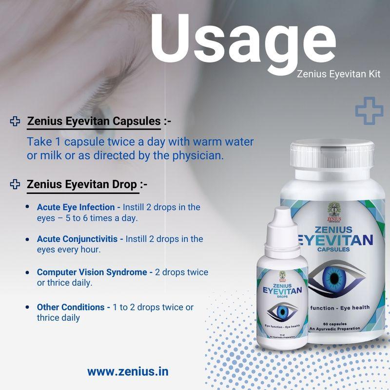 Zenius Eyevitan Kit - Eye Care Capsules and Drops for Eye Care and Vitamin Support