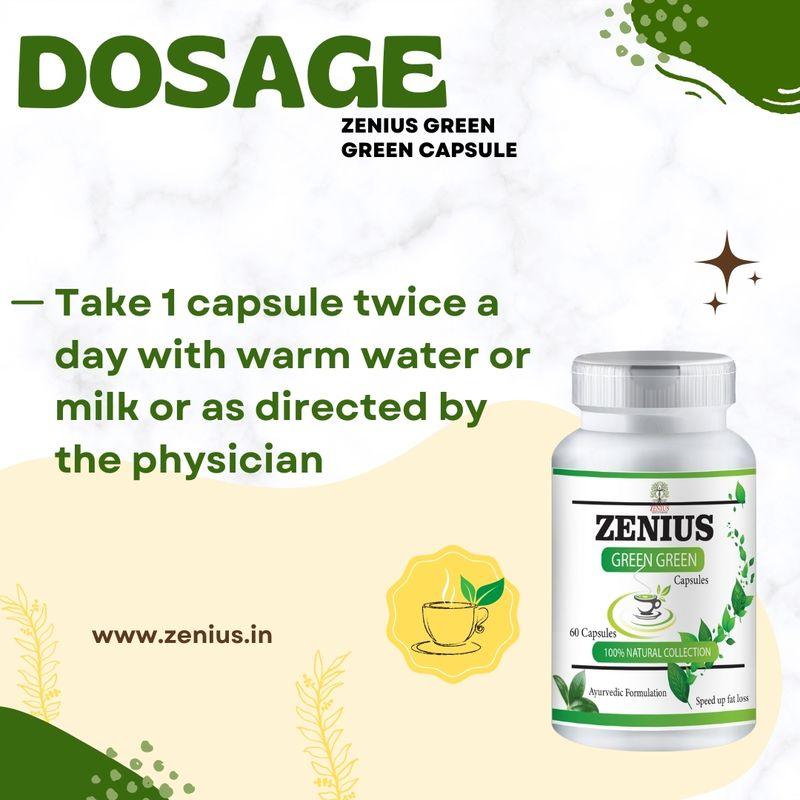 Zenius Green Green Capsules - Green Tea Capsules for Green Tea, Weight Loss, and Immunity - 60 Capusles