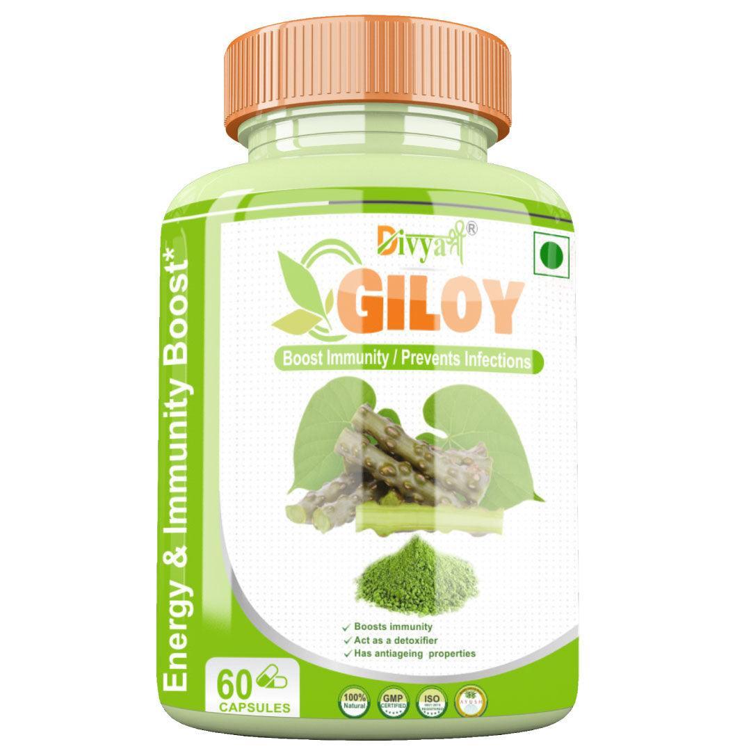 Divya Shree Giloy Capsule Promotes Healthy Skin, Provides Support To Immunity, Helps Boost Energy 60 Ayurvedic Capsule, Jeevan Care Ayurveda