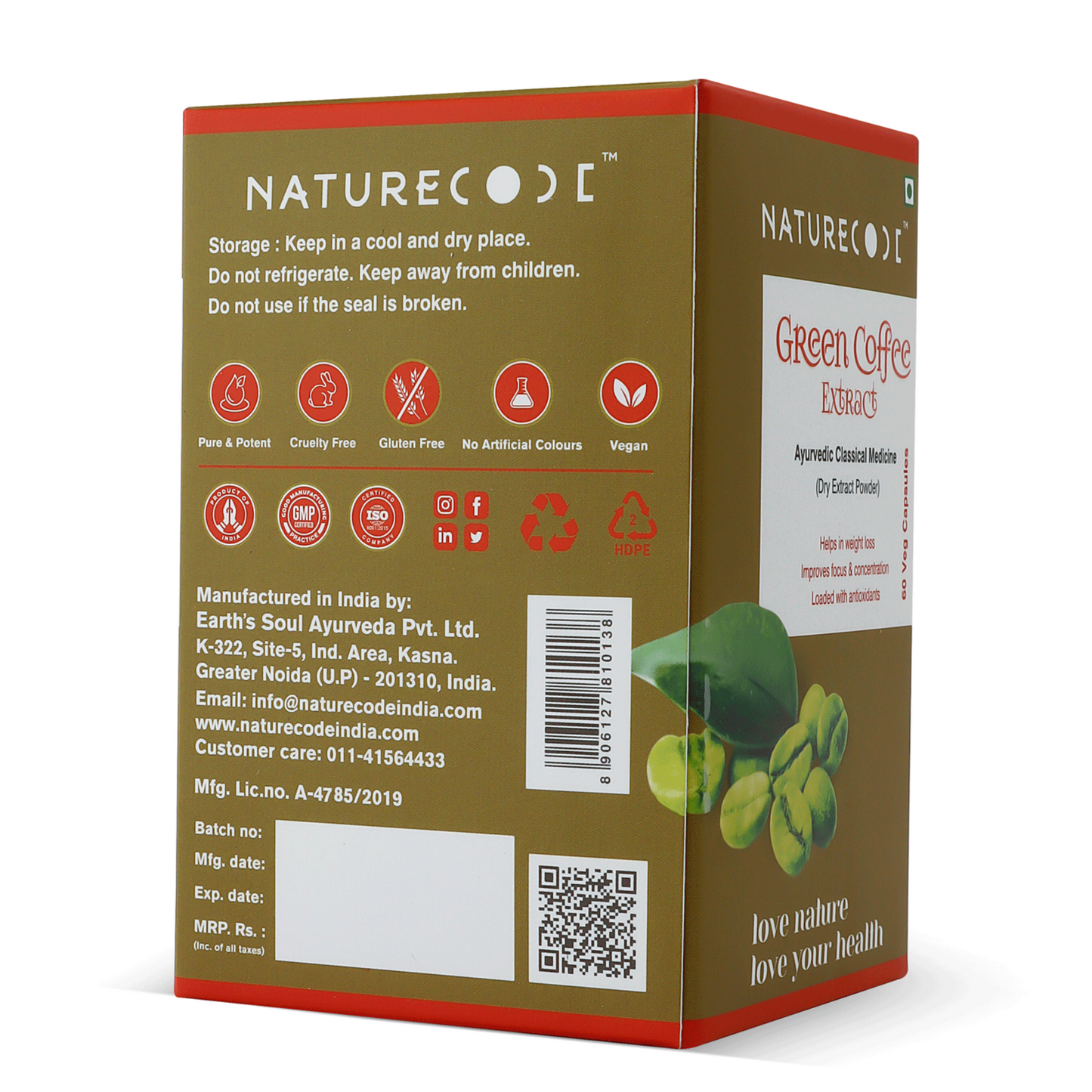 Nature Code Green Coffee Extract Veg Capsule - 60 Capsules