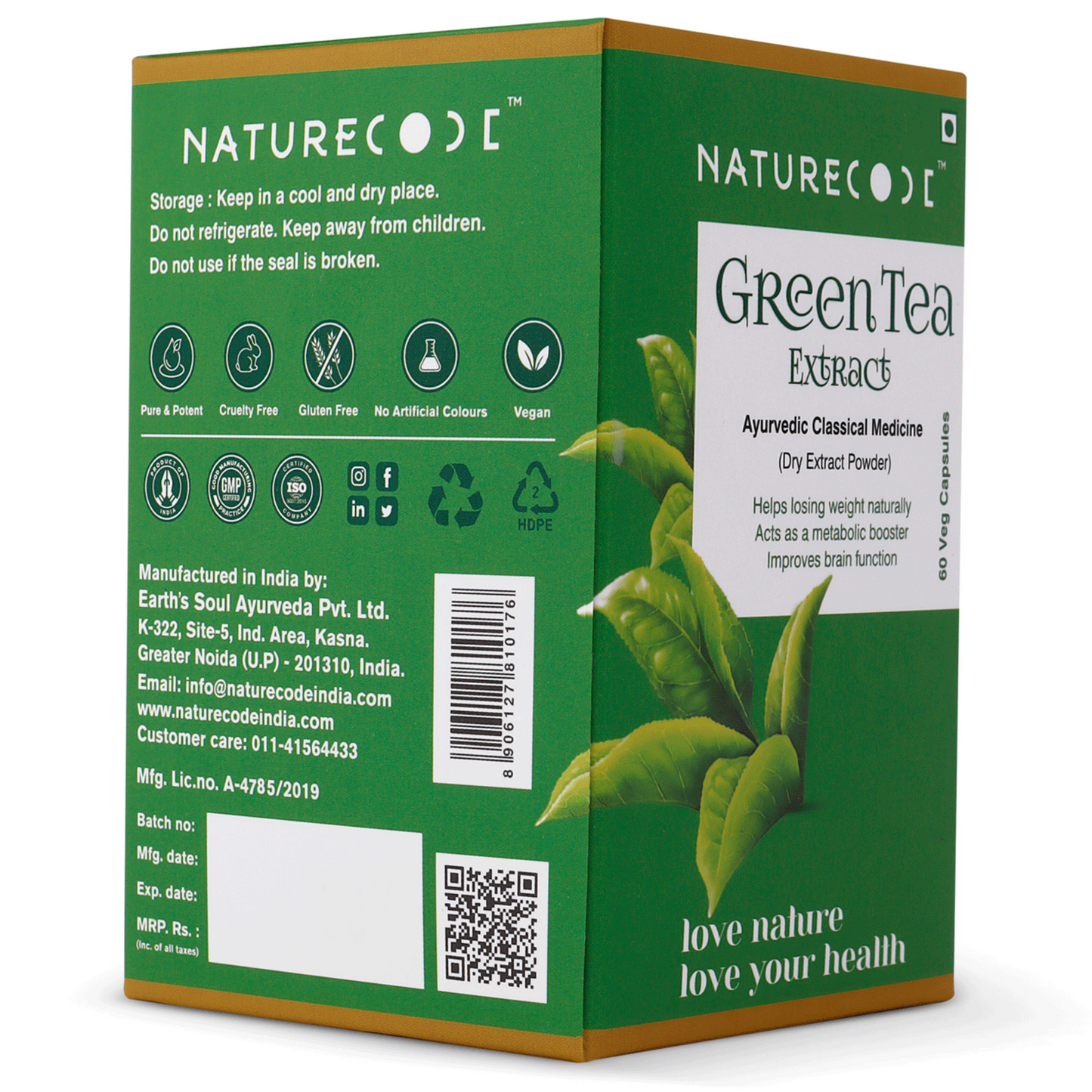 Nature Code Green Tea Extract Capsule - 60 Veg Capsules