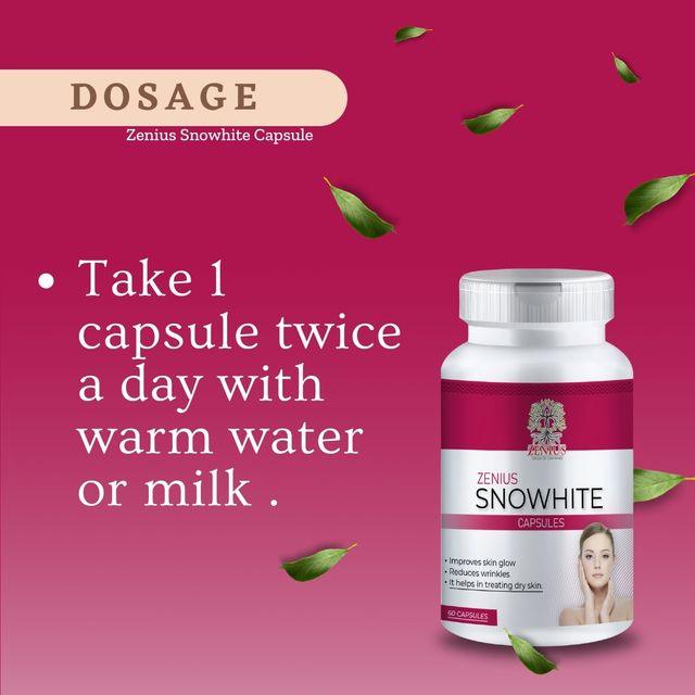 Zenius snowhite Capsules - Skin Whitening Capsules for Skin Whitening and Dark Circle Removal - 60 Capsules