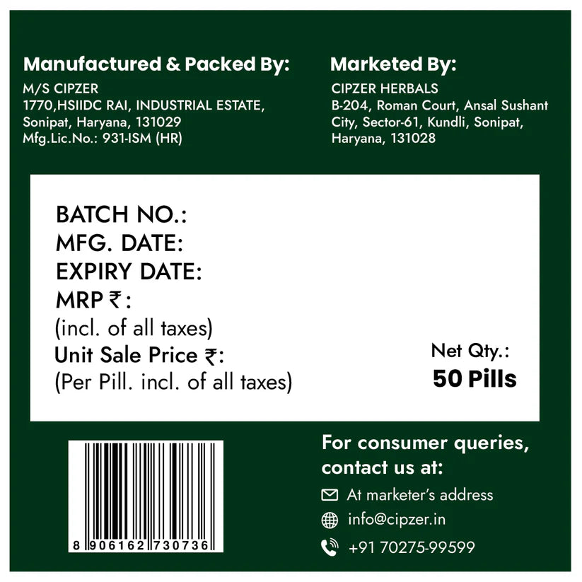 Cipzer Habb-E-Bawaseer Amya Pills - 50 Pills | Effective Relief for Piles, Hemorrhoids & Constipation