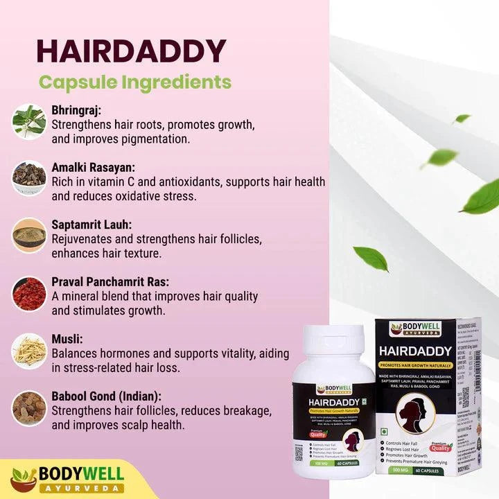 Bodywell Ayurveda HairDaddy Capsules - 60 Capsules - 500mg