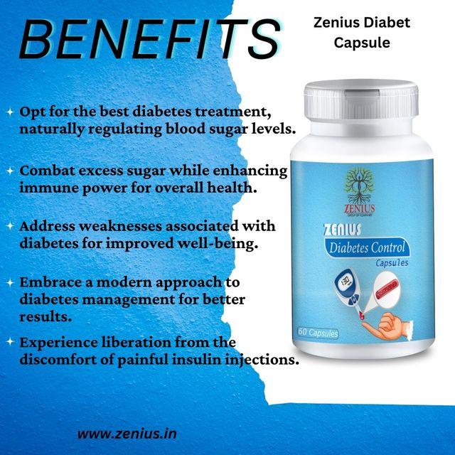 Zenius Diabetes Control Capsules - Diabetes Control Medicine for Diabetes Control and Blood Sugar Regulation - 60 Capsules