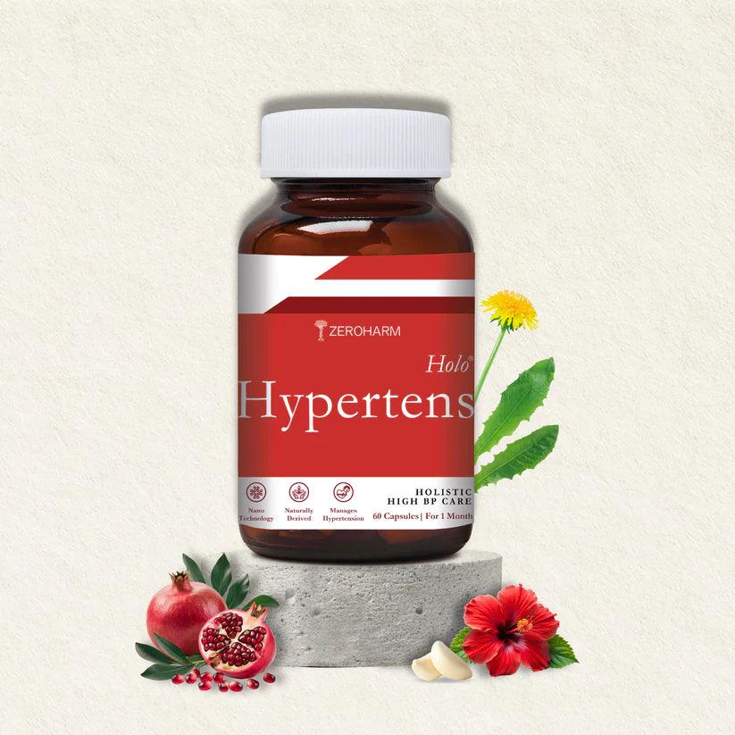 ZEROHARM Holo Hypertens With Hibiscus, Dandelion, Garlic - Regulates Blood Pressure, Promotes Heart Function for Men & Women - 60 Capsules
