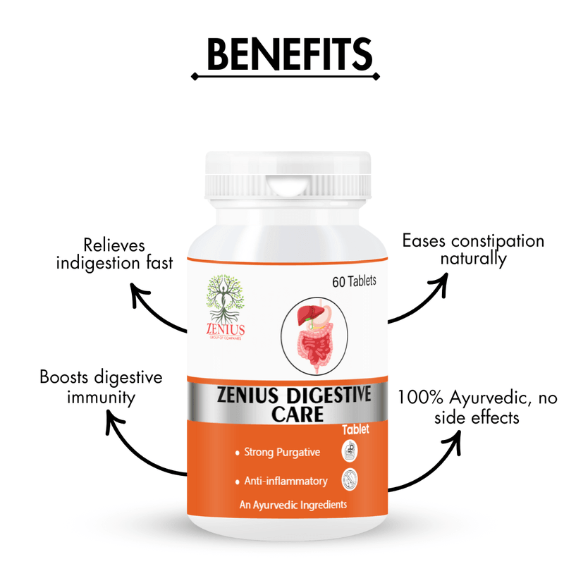Zenius Digestive Care Tablets - Natural Ayurvedic Digestive Tablets - 60 Tablets