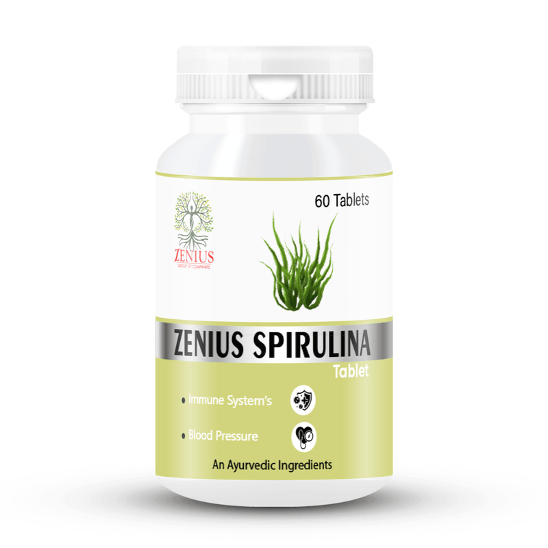 Zenius Spirulina Tablet - Nutrient-Rich Spirulina Tablets for Detoxification, Energy, and Immunity - 60 Tablets
