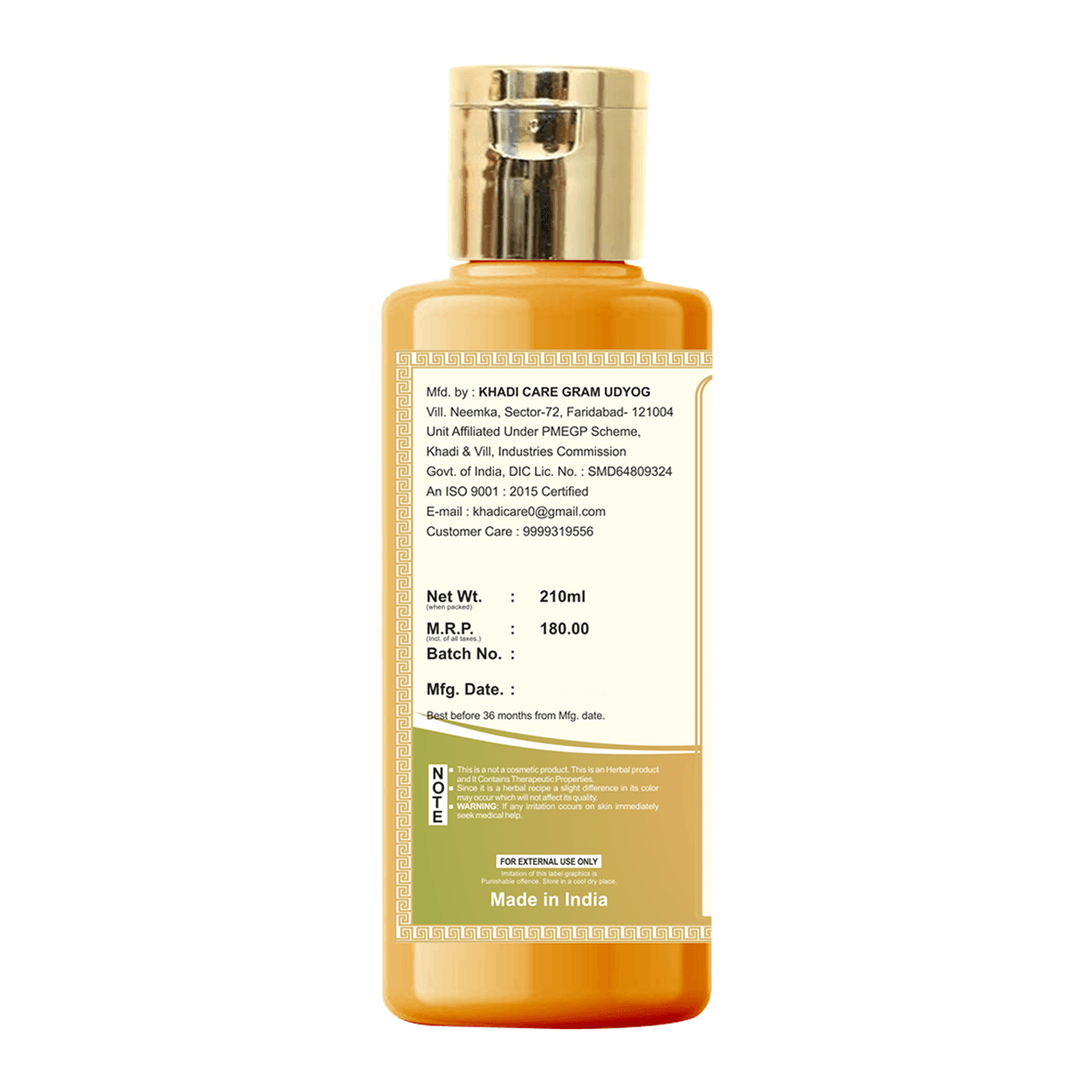 Khadi Care Herbal Orange & Lemongrass Body Wash - 210ml