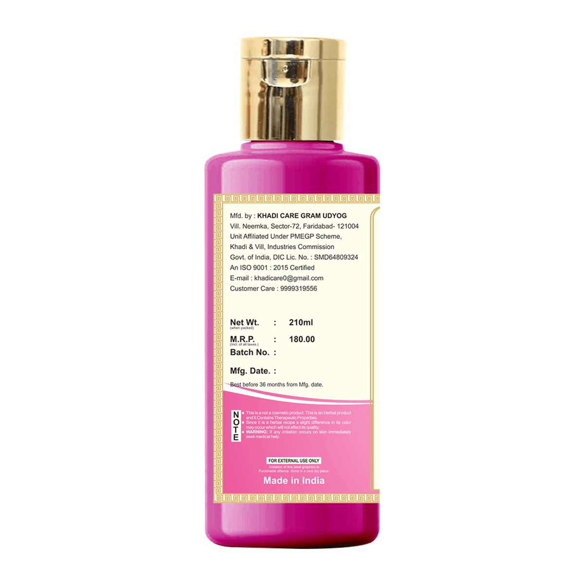 Khadi Care Herbal Rose & Honey Body Wash - 210ml.
