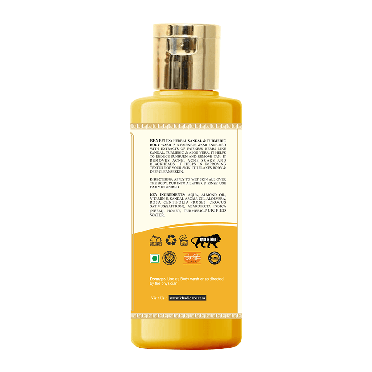 Khadi Care Herbal Sandal & Turmeric Body Wash - 210ml