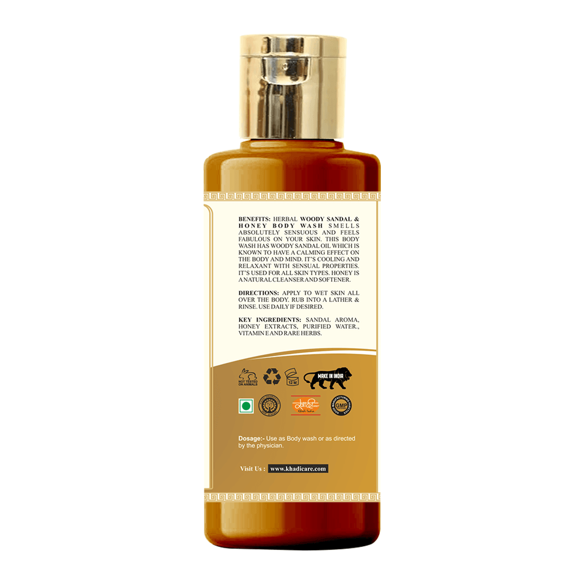 Khadi Care Herbal Woody Sandal & Honey Body Wash - 210ml