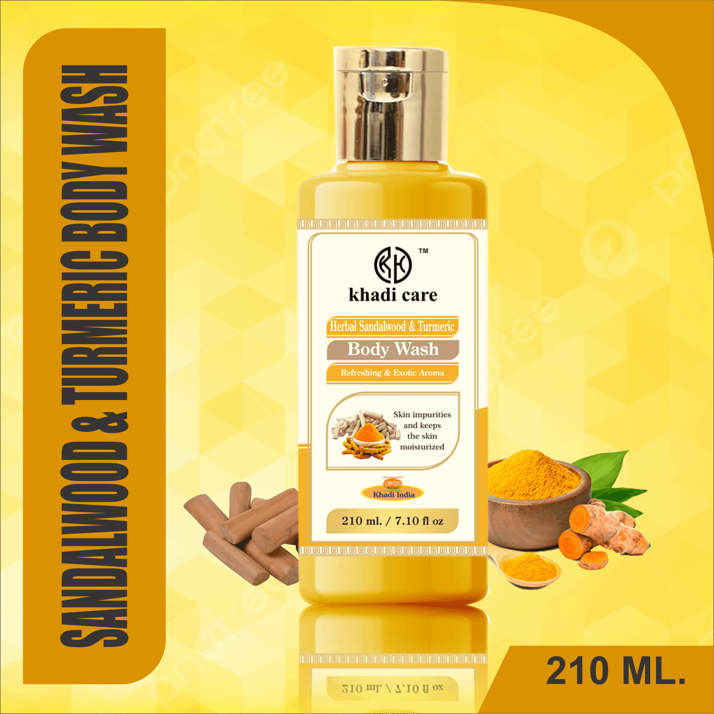 Khadi Care Herbal Sandal & Turmeric Body Wash - 210ml