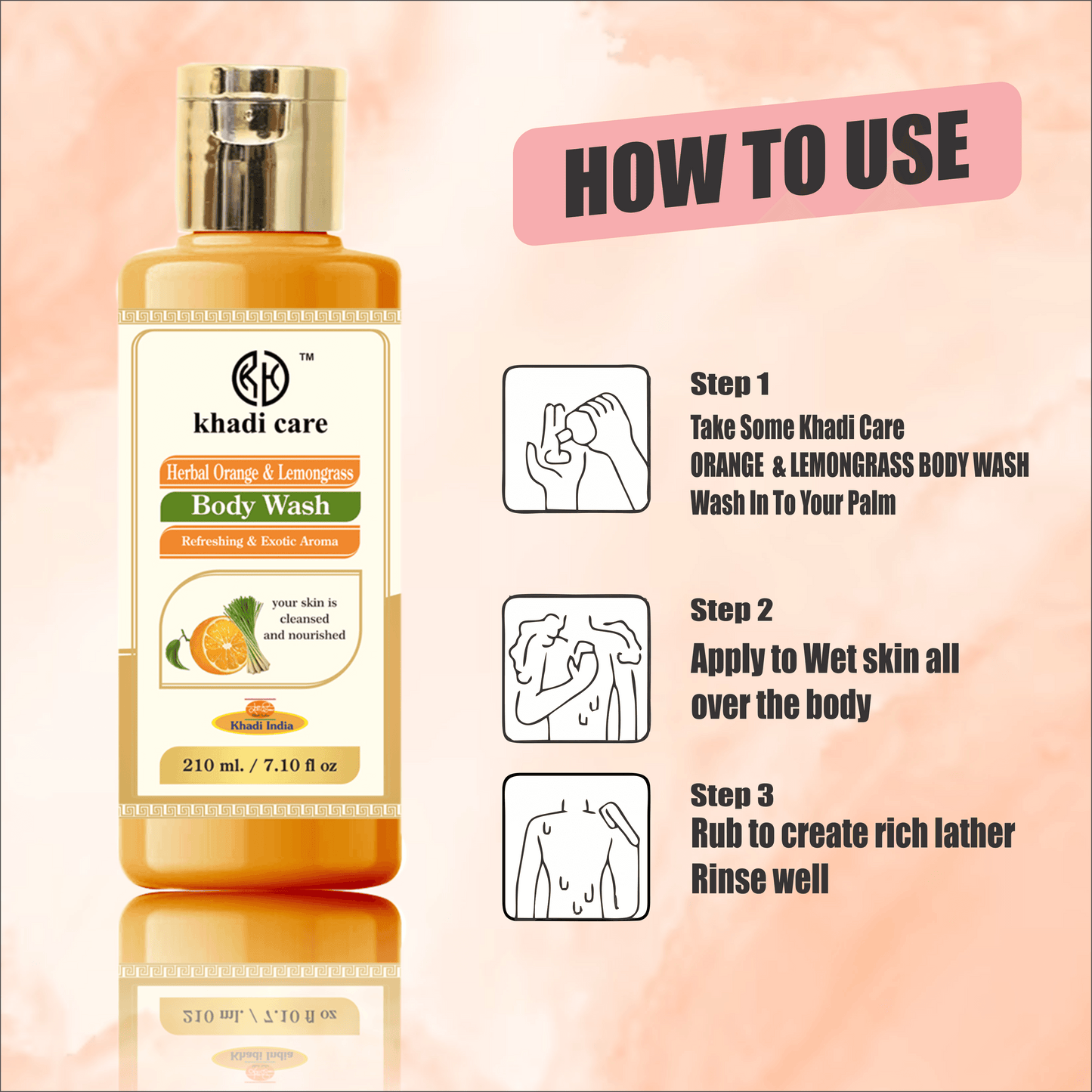 Khadi Care Herbal Orange & Lemongrass Body Wash - 210ml