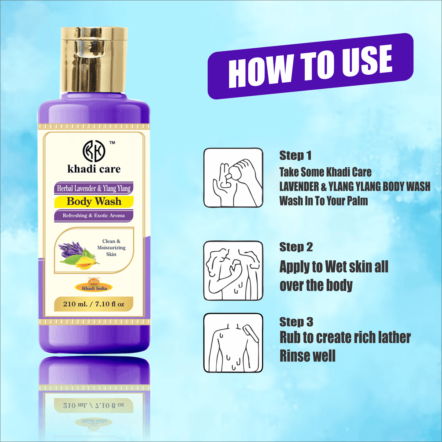 Khadi Care Herbal Lavender & Ylang Ylang Body Wash - 210ml