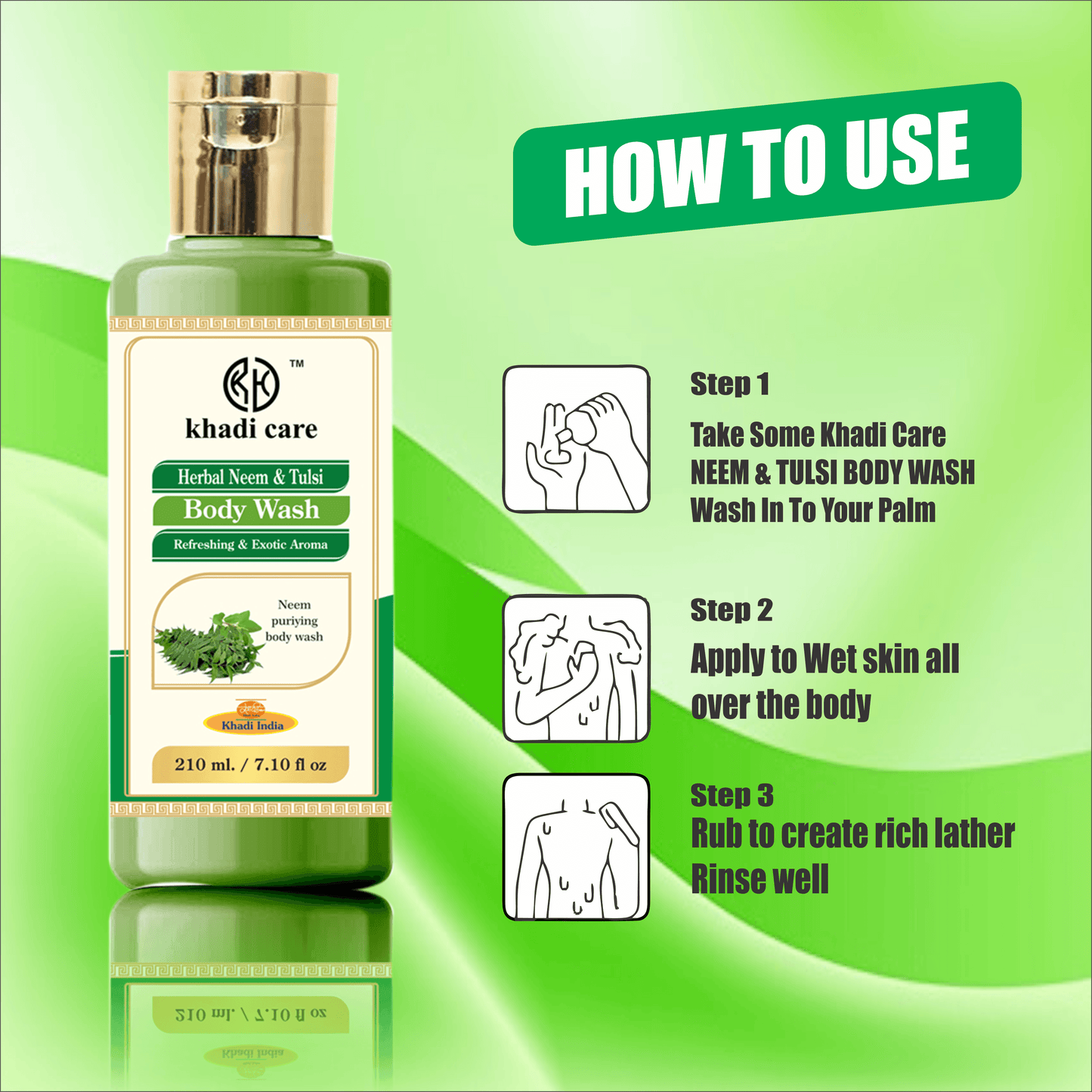 Khadi Care Herbal Neem & Tulsi Face and Body Wash - 210ml