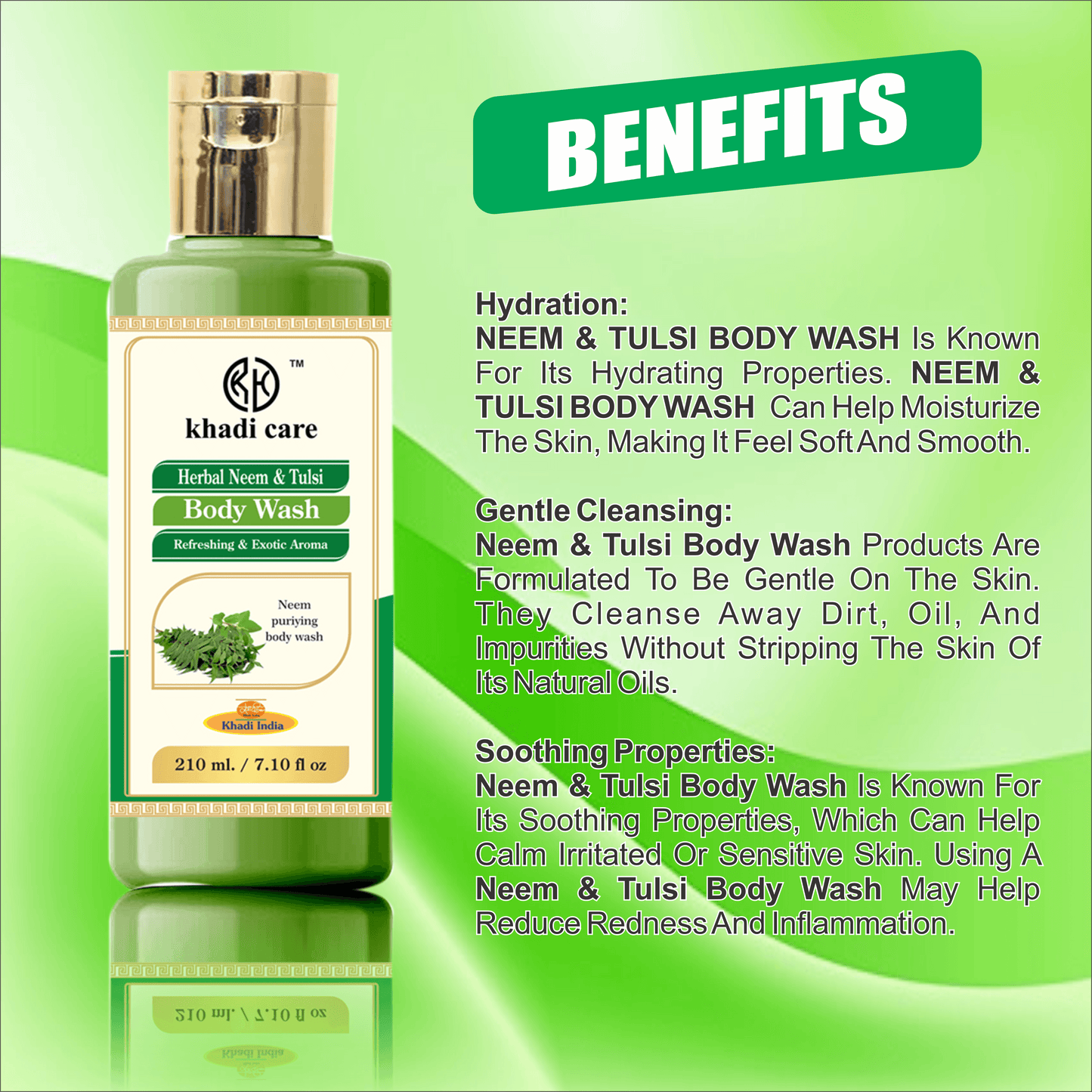 Khadi Care Herbal Neem & Tulsi Face and Body Wash - 210ml