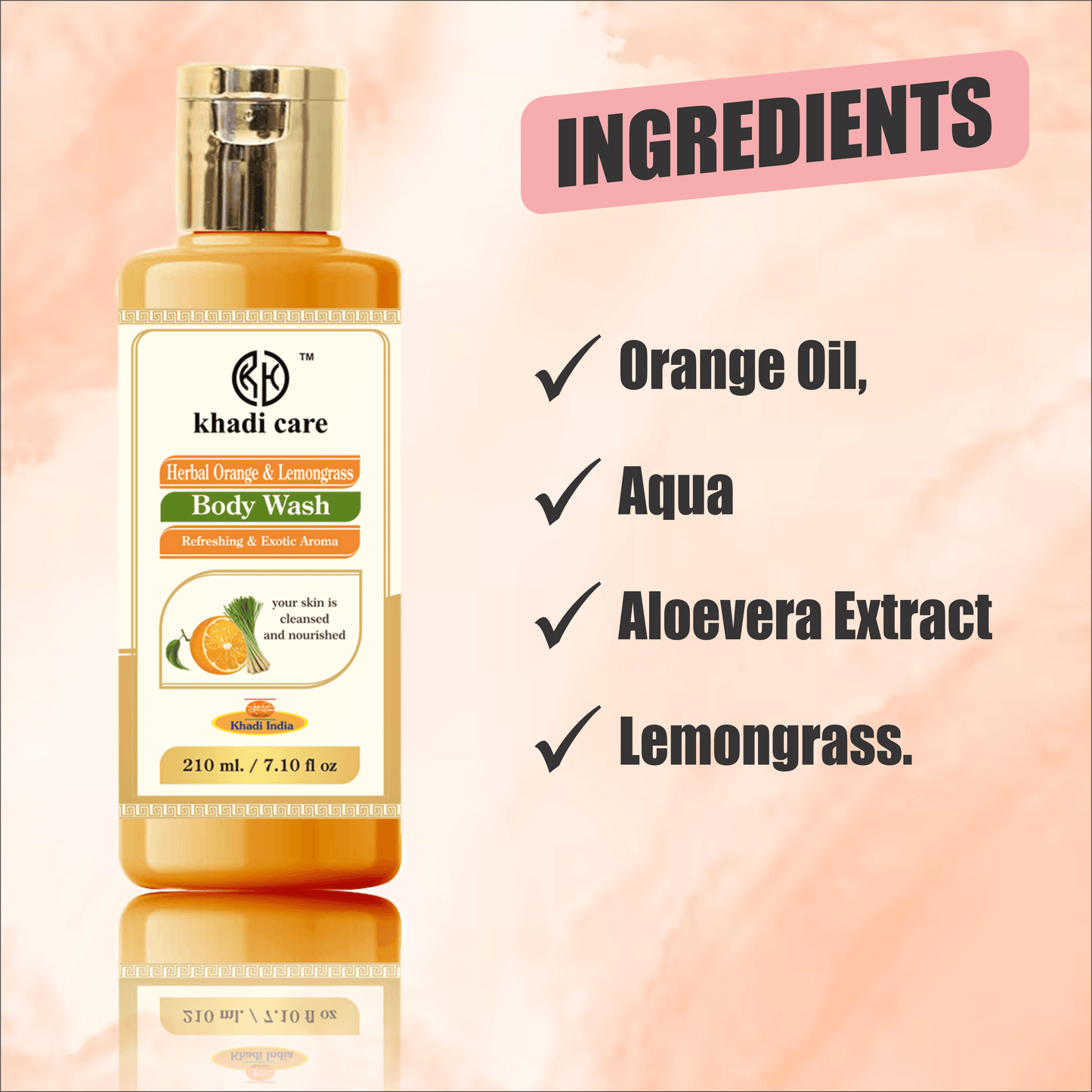 Khadi Care Herbal Orange & Lemongrass Body Wash - 210ml
