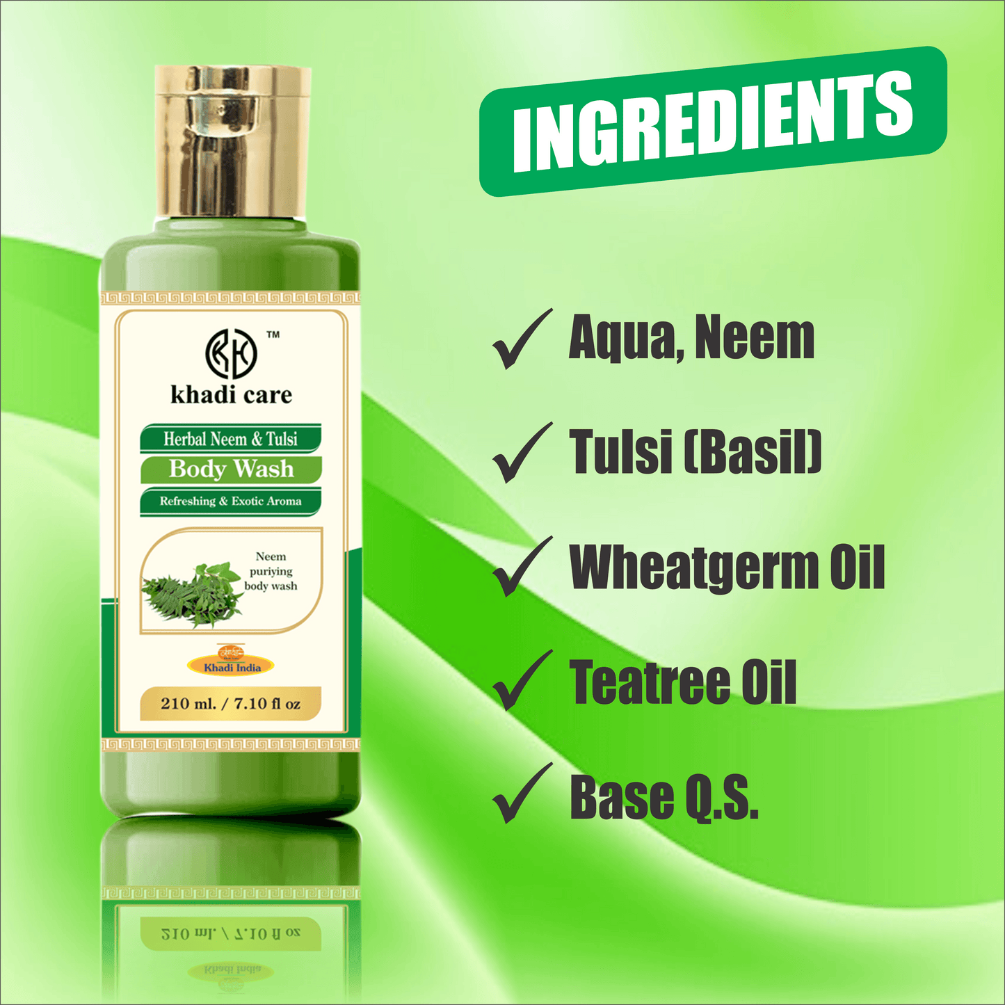 Khadi Care Herbal Neem & Tulsi Face and Body Wash - 210ml