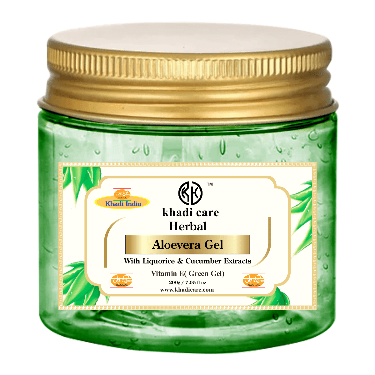 Khadi Care Herbal Aloevera Gel with Liquorice & Cucumber Extracts (Green) - 200g