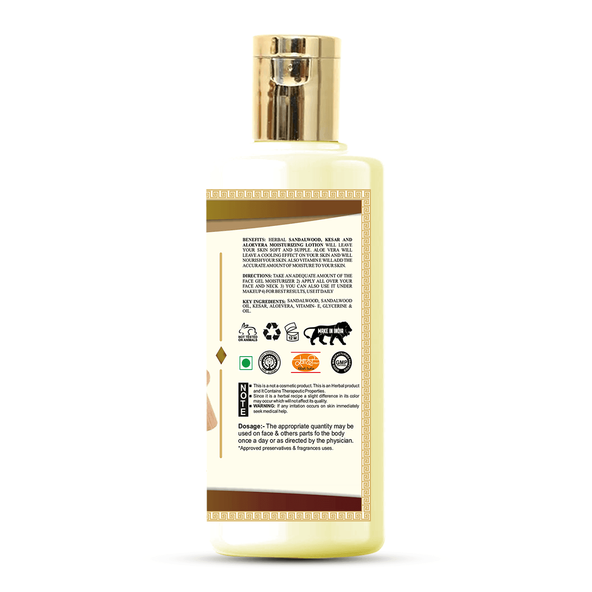 Khadi Care Herbal Sandalwood, Kesar & Aloevera Moisturising Lotion - 210ml