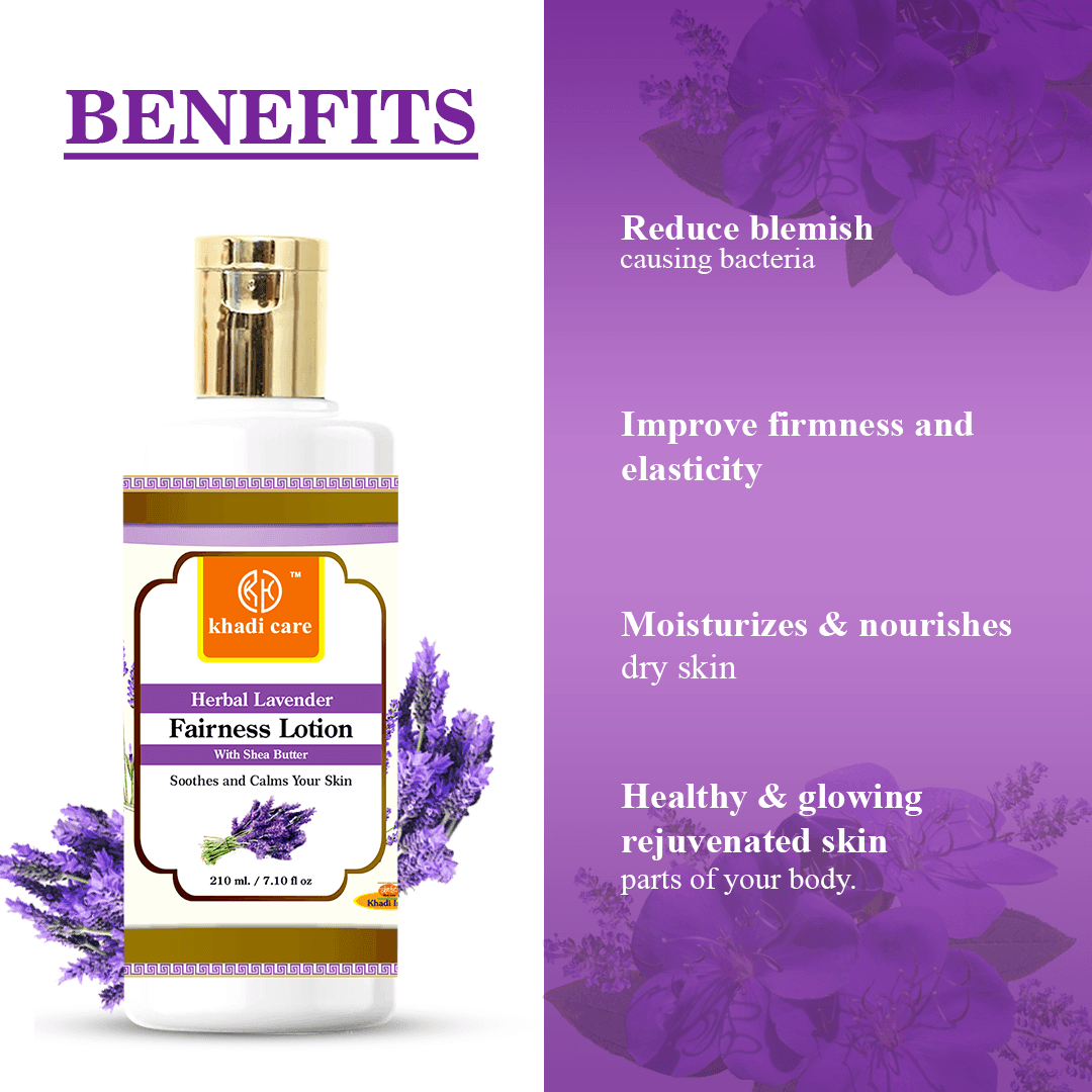 Khadi Care Herbal Lavender Fairness Lotion with Sheabutter - 210ml