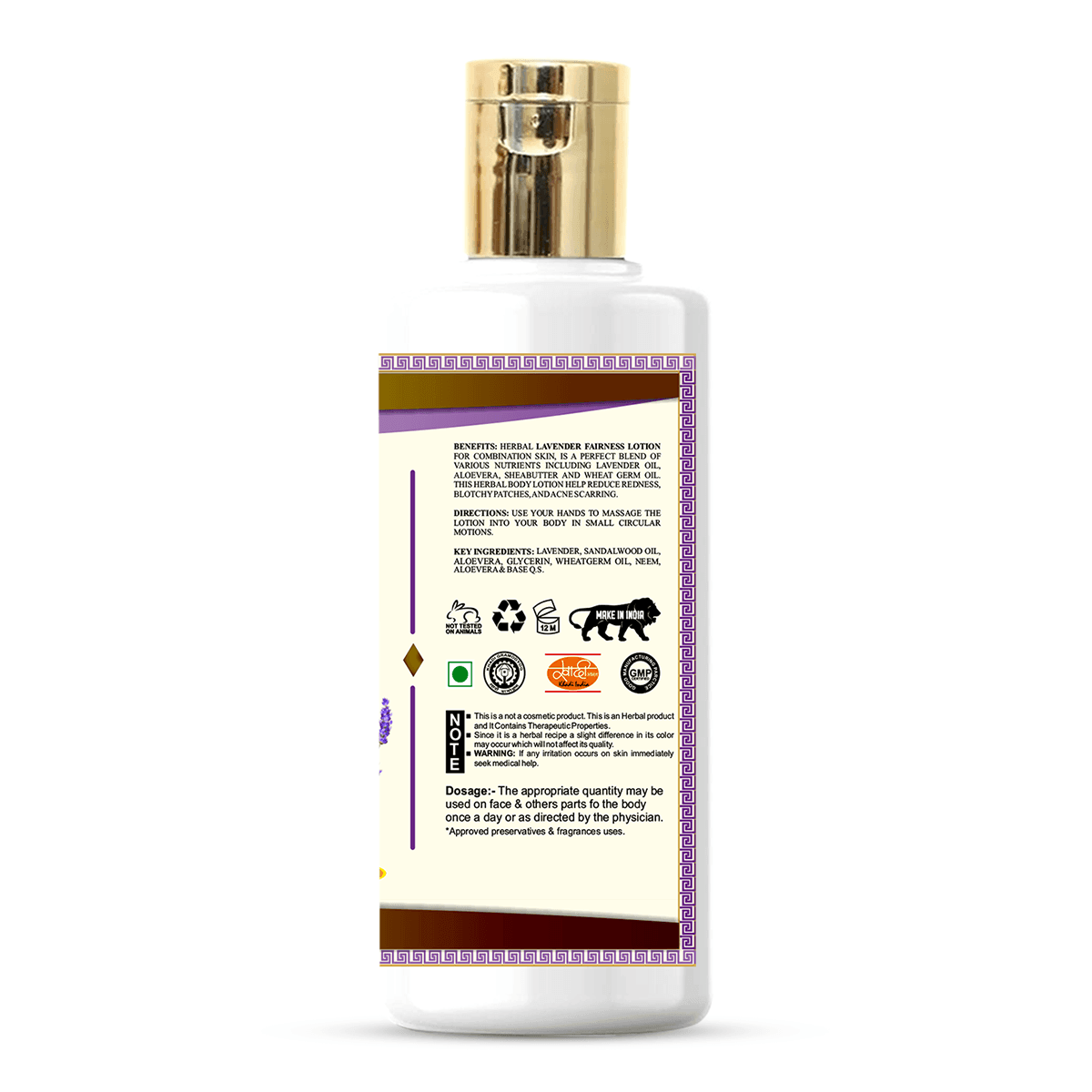 Khadi Care Herbal Lavender Fairness Lotion with Sheabutter - 210ml