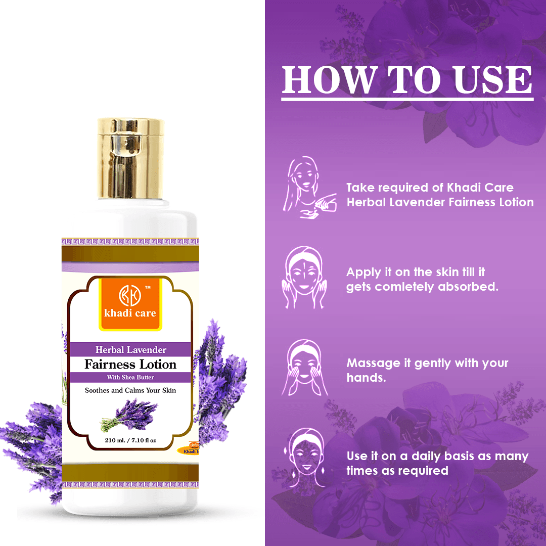 Khadi Care Herbal Lavender Fairness Lotion with Sheabutter - 210ml