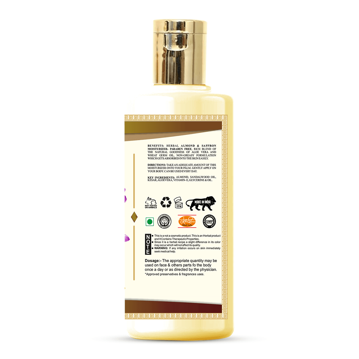 Khadi Care Herbal Almond & Saffron Moisturizer with Sheabutter - 210ml