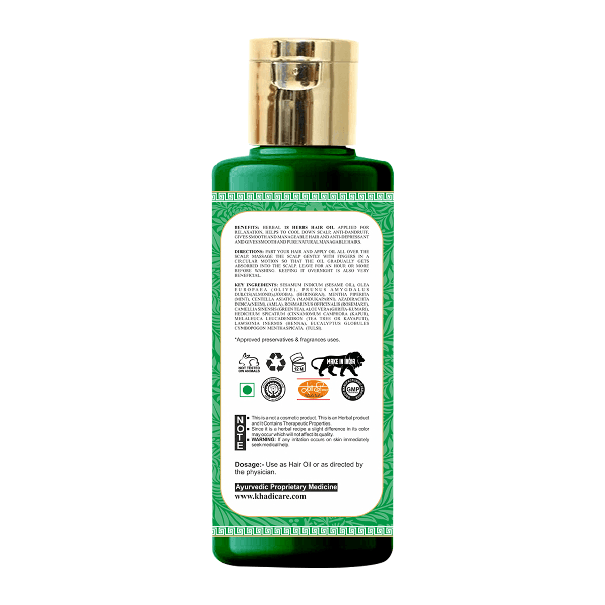 Khadi Care Herbal 18 Herbs Hair Oil - 210ml