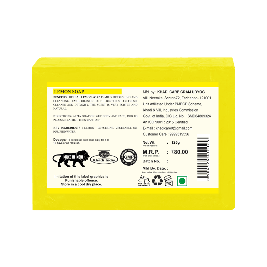 Khadi Care Herbal Lemon Soap - 125g