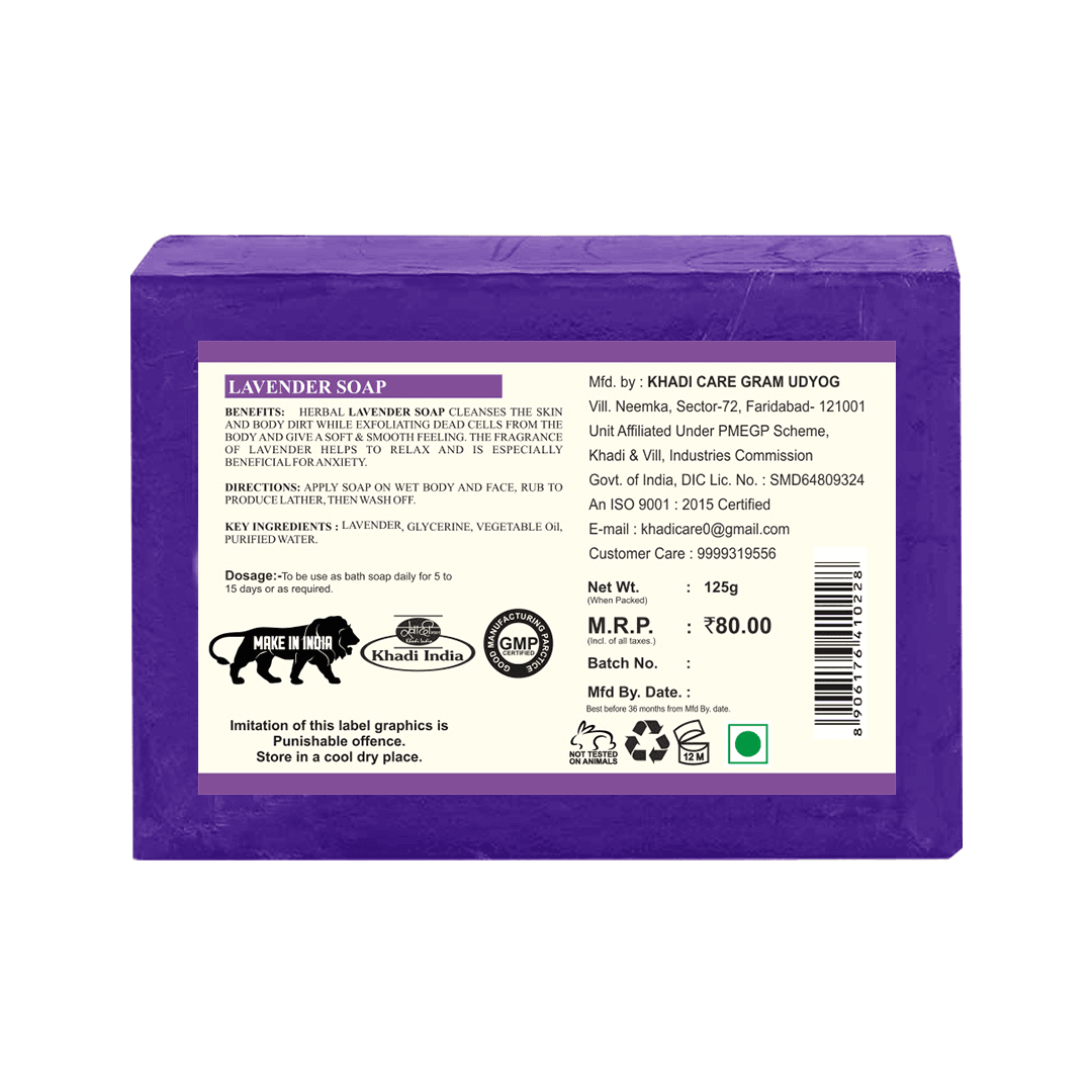 Khadi Care Herbal Lavender Soap - 125g