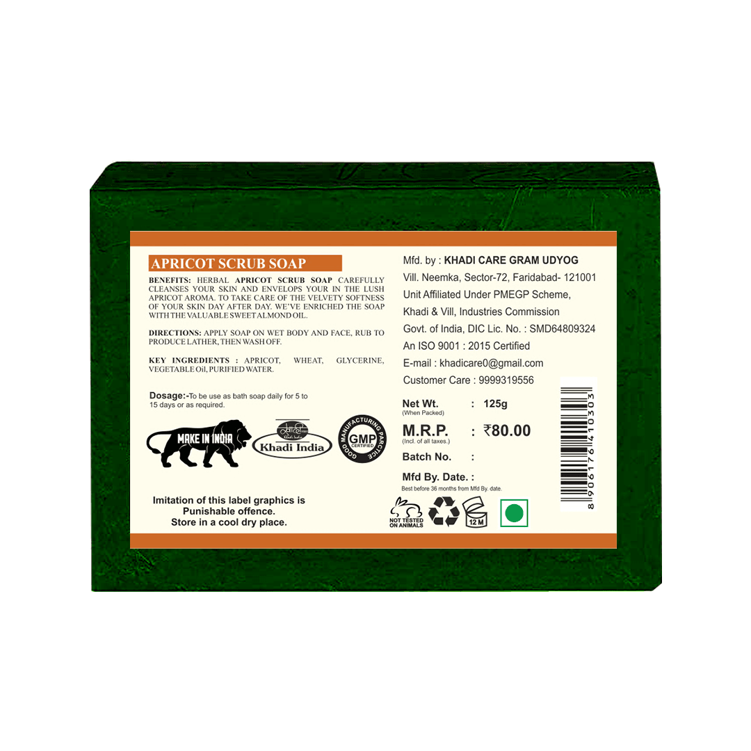 Khadi Care Herbal Apricot Scrub Soap - 125g