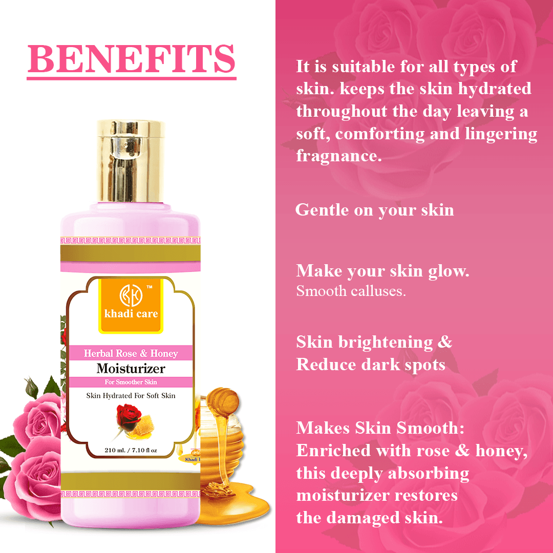 Khadi Care Herbal Rose & Honey Moisturizer - 210ml
