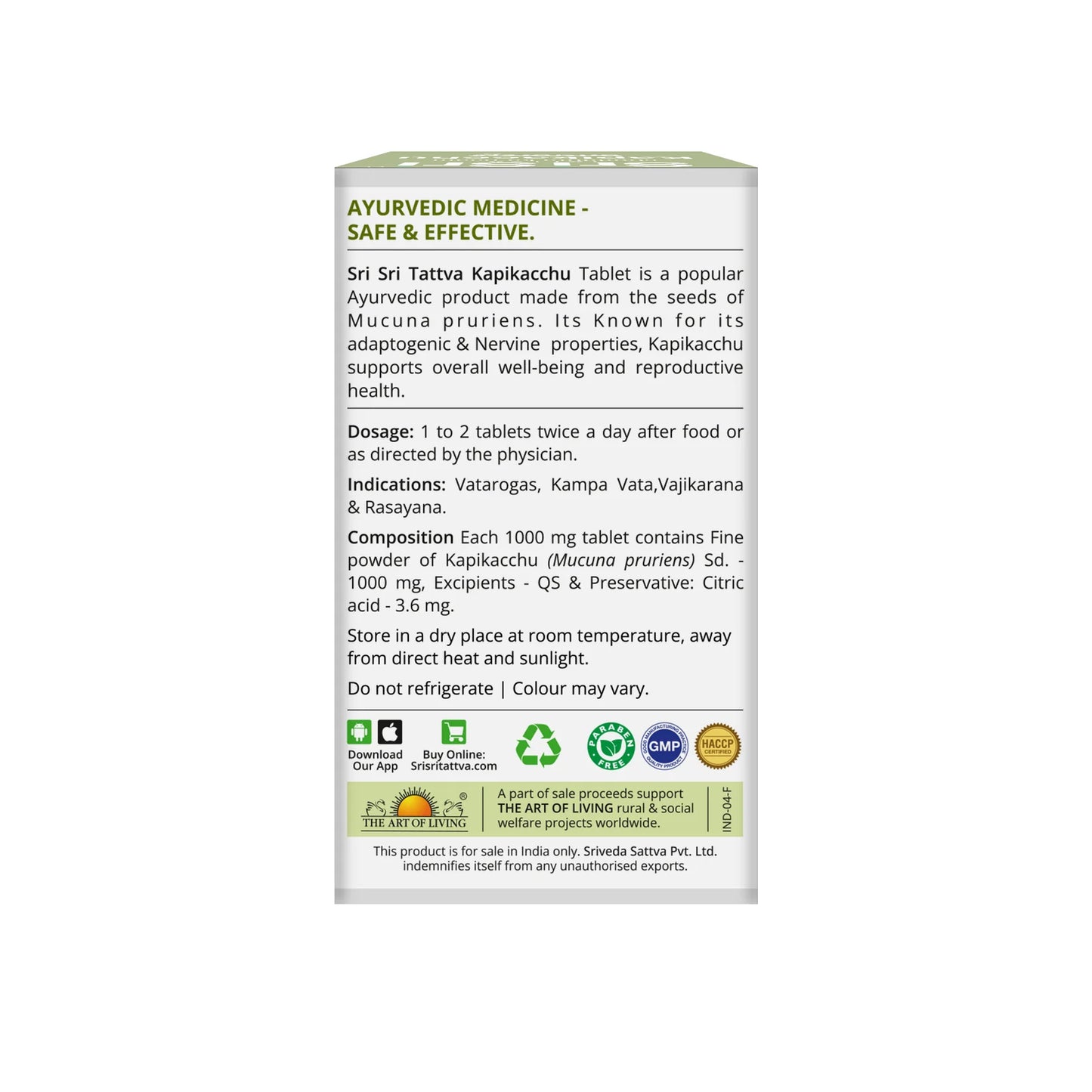 Sri Sri Tattva Kapikacchu Tablets, 60Tabs | 1000 mg