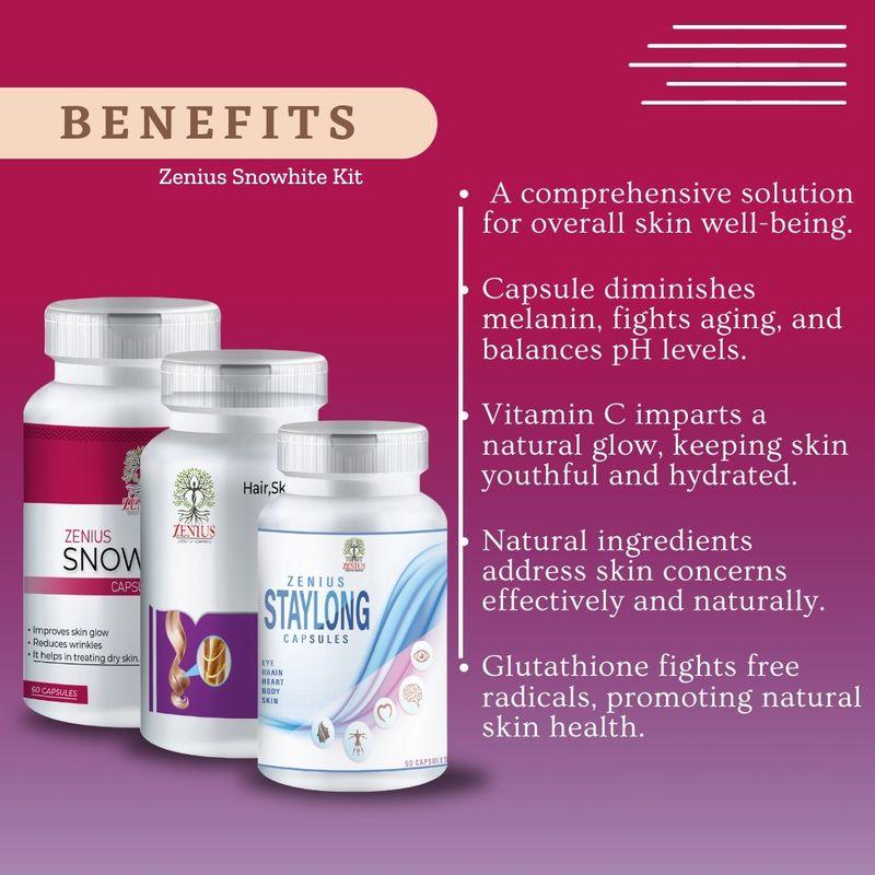 Zenius snowhite Kit - Skin Brightening Capsules for Skin Whitening and Glow Enhancement