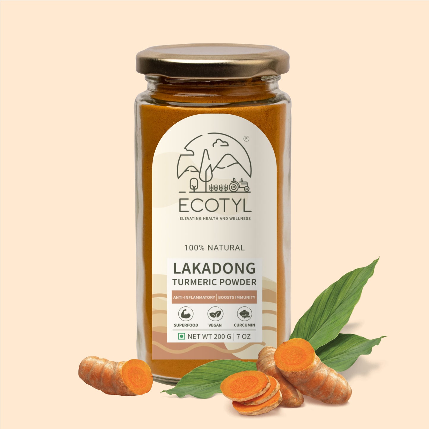 Ecotyl Lakadong Turmeric Powder for Immunity - 200gm