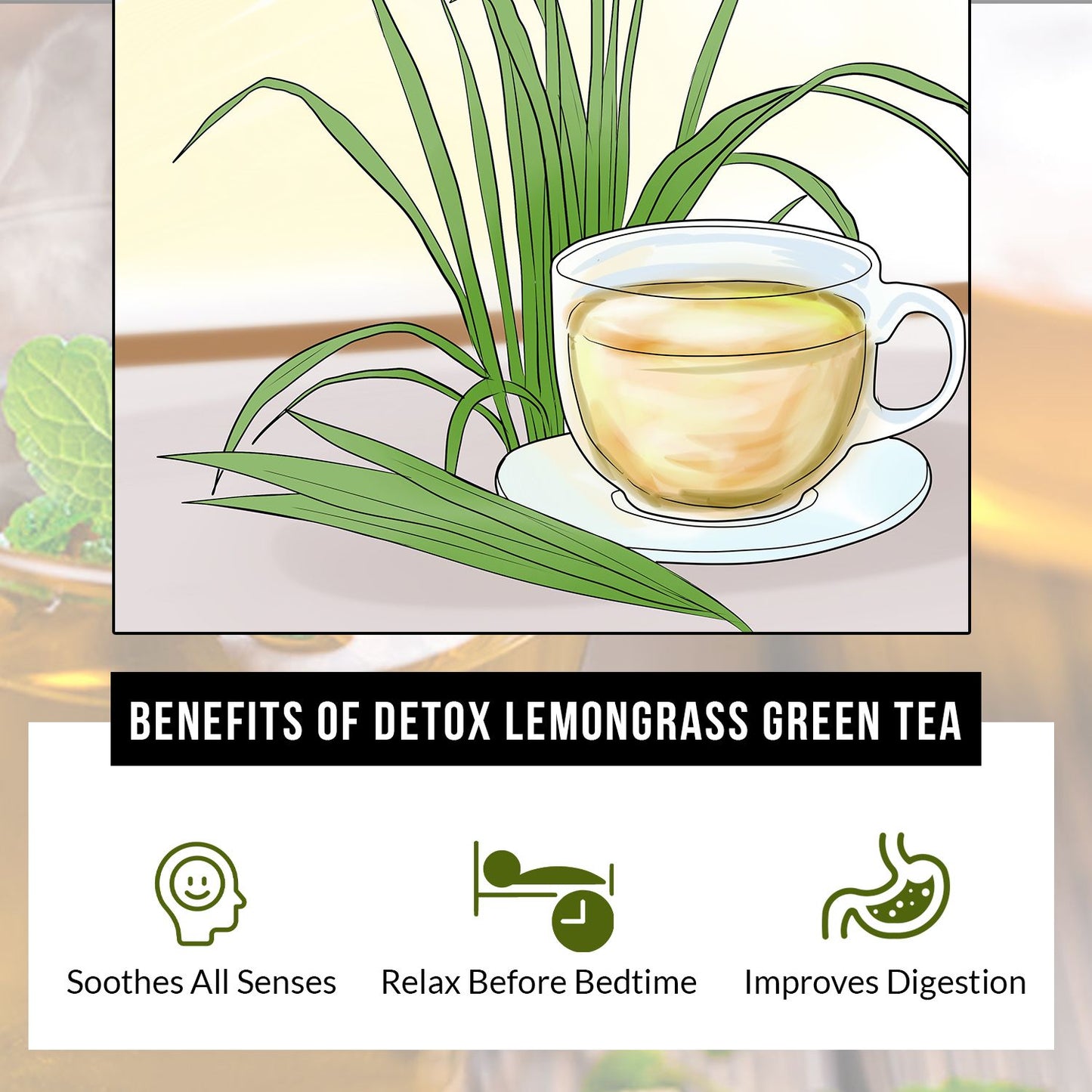 Vanalaya Lemongrass Green Tea for Detox Weight Loss & Digestion
