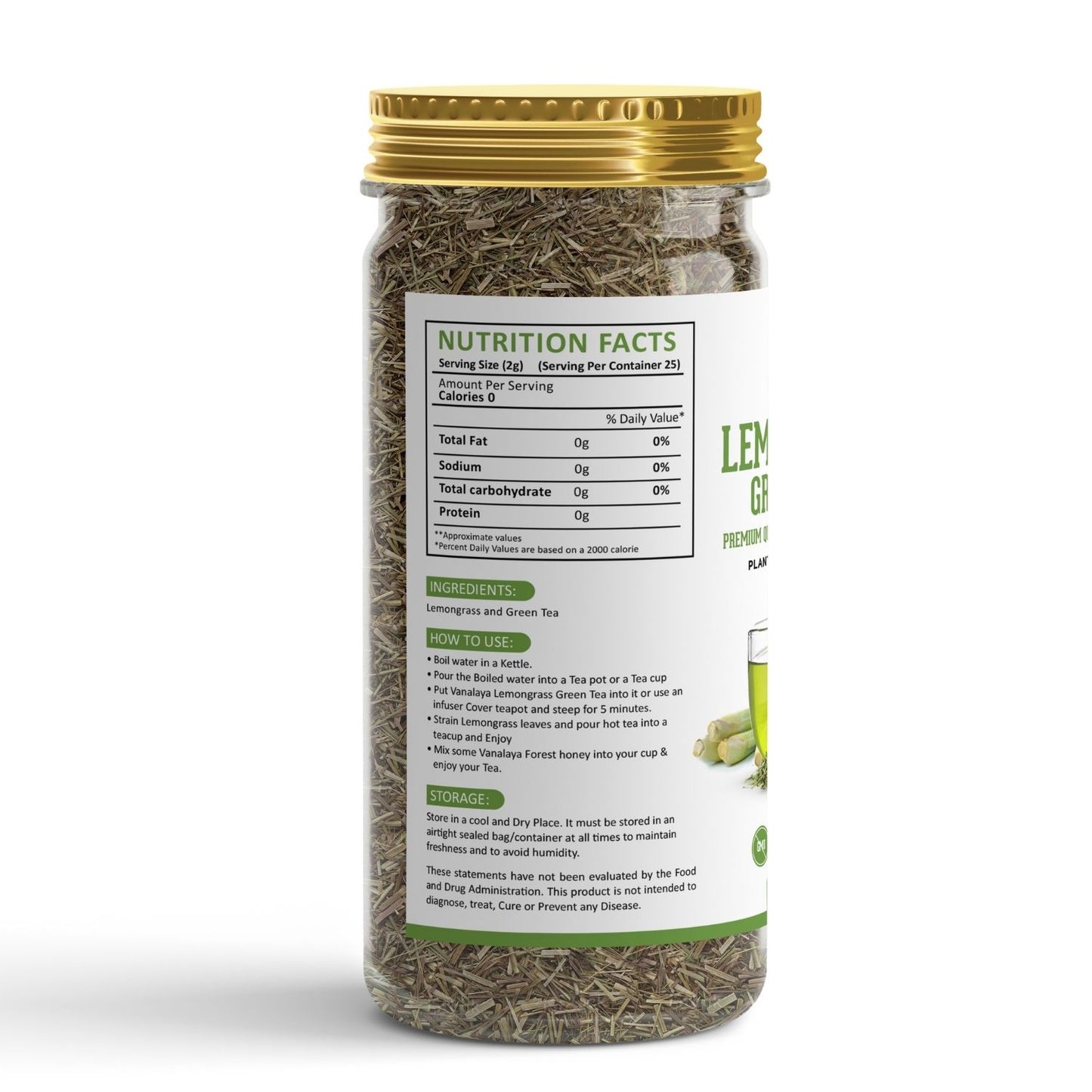 Vanalaya Lemongrass Green Tea for Detox Weight Loss & Digestion